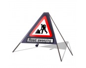 Roadworks Ahead c/w Road Sweeping Roll Up Sign  